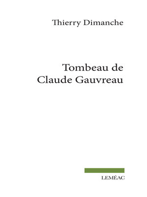 cover image of Tombeau de Claude Gauvreau